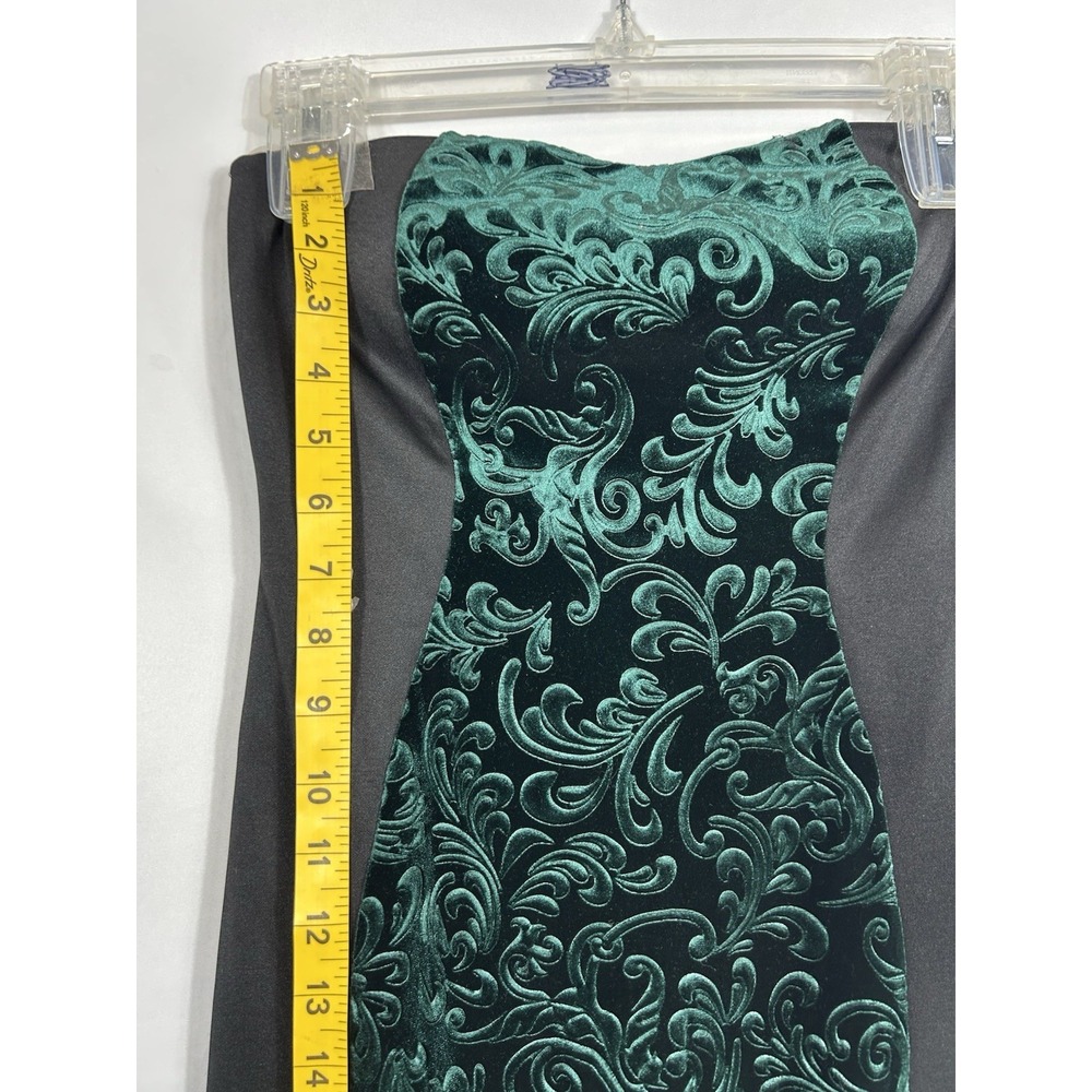 Vintage USA Y2K Green Velvet Burnout‎ Dress Size S Forest Fairy Whimsigoth Glam - Picture 10 of 14